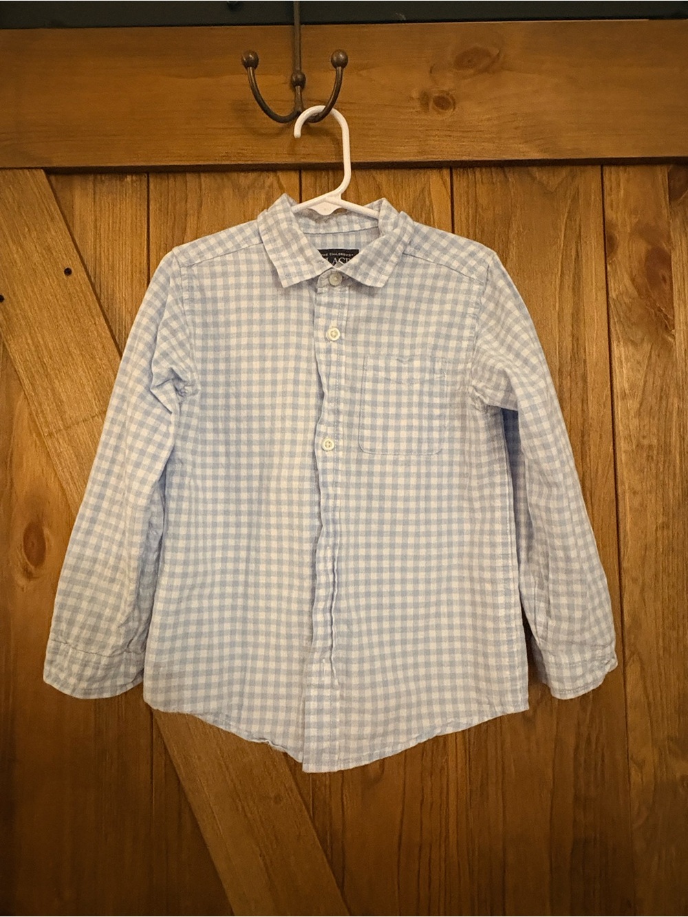 Light Blue Gingham Button-Down Shirt for Boys